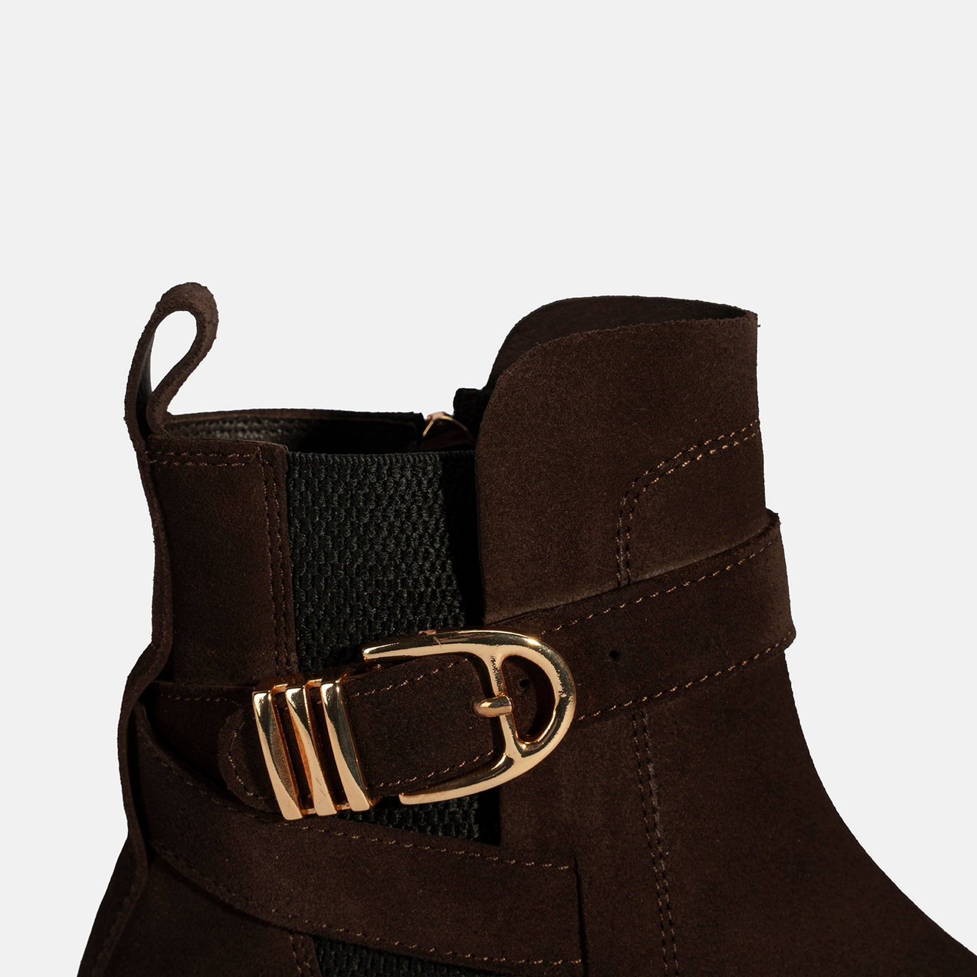 Kadın Kahve Ayarlanabilir Tokalı Süet Bot