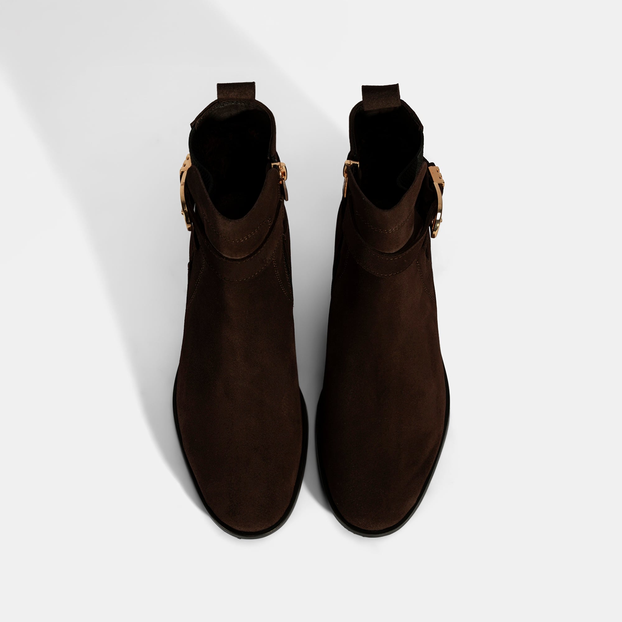 Kadın Kahve Ayarlanabilir Tokalı Süet Bot