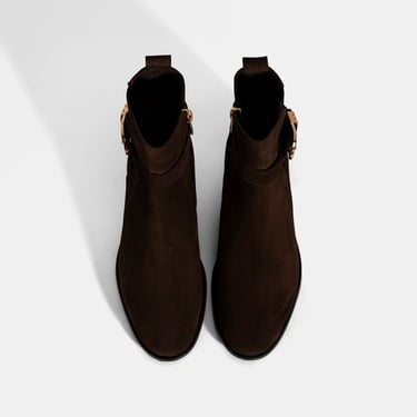  Kadın Kahve Ayarlanabilir Tokalı Süet Bot