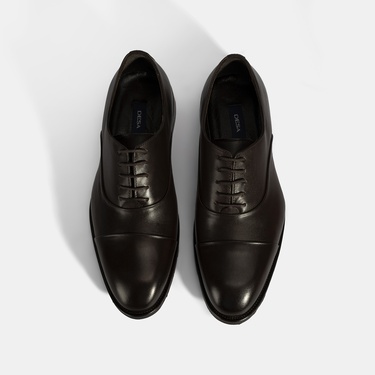  Erkek Kahve Bağcıklı Deri Klasik Ayakkabı