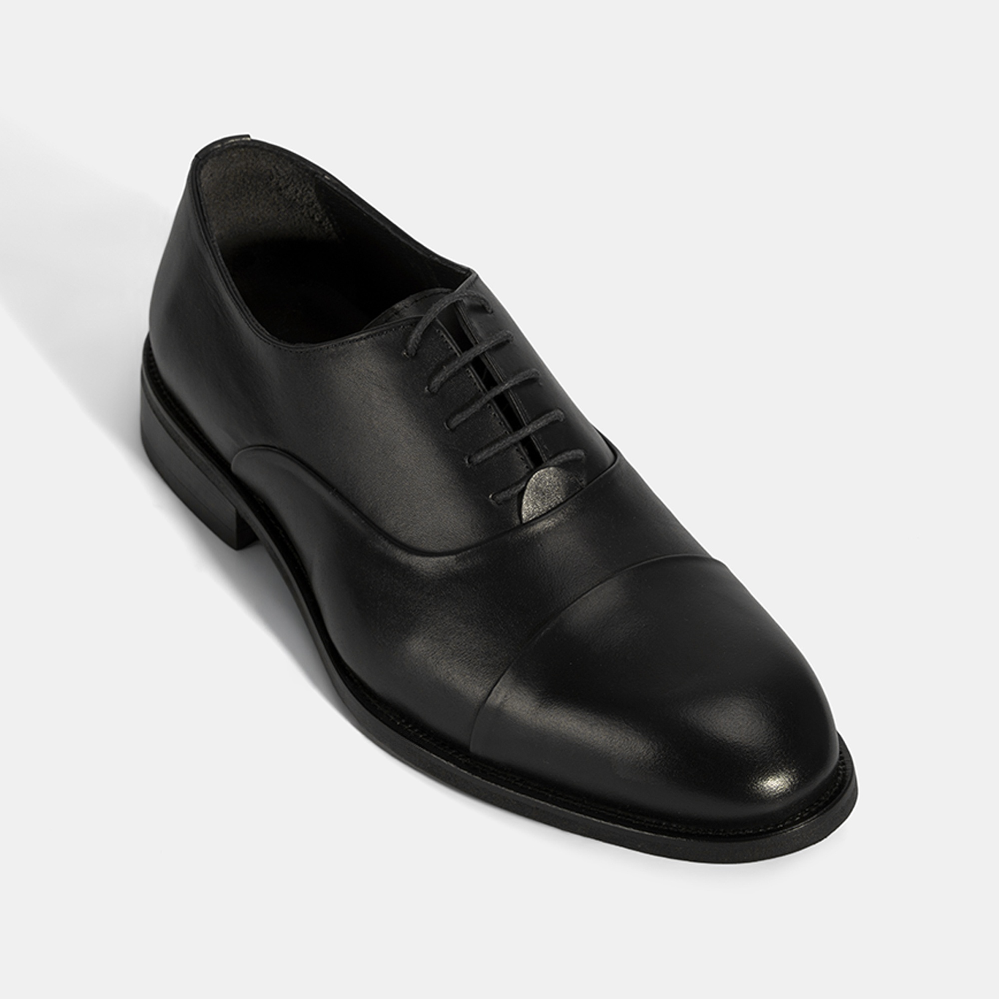 Erkek Siyah Bağcıklı Deri Klasik Ayakkabı