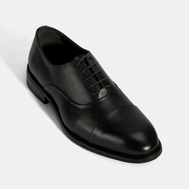  Erkek Siyah Bağcıklı Deri Klasik Ayakkabı