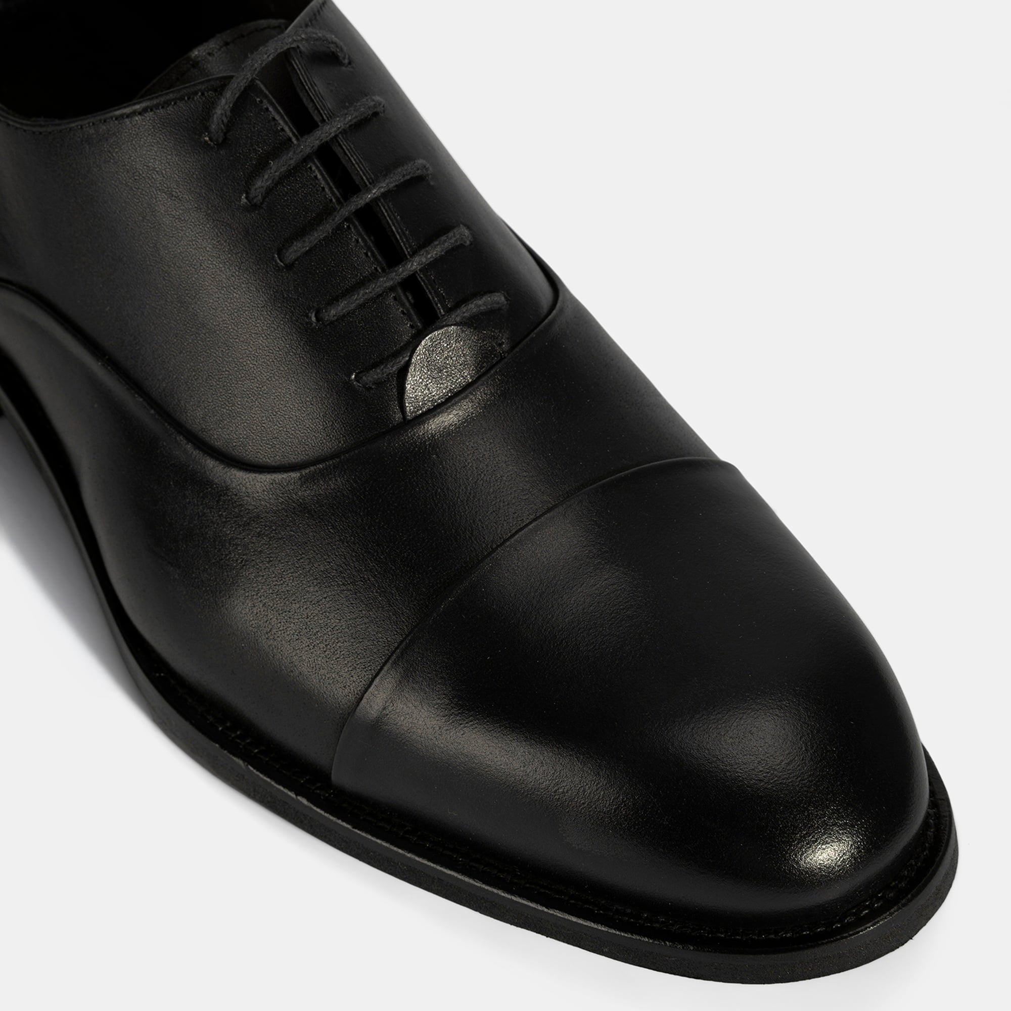 Erkek Siyah Bağcıklı Deri Klasik Ayakkabı