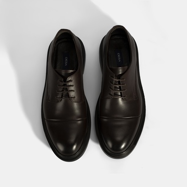  Erkek Kahve Bağcıklı Deri Klasik Ayakkabı