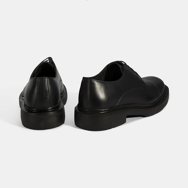  Erkek Siyah Bağcıklı Deri Klasik Ayakkabı