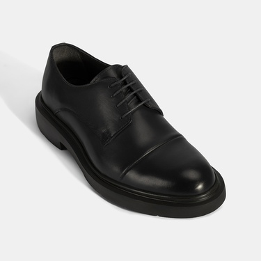  Erkek Siyah Bağcıklı Deri Klasik Ayakkabı