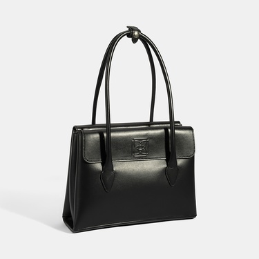  DESA Kadın Siyah Monogram Baskılı Deri Omuz Çantası