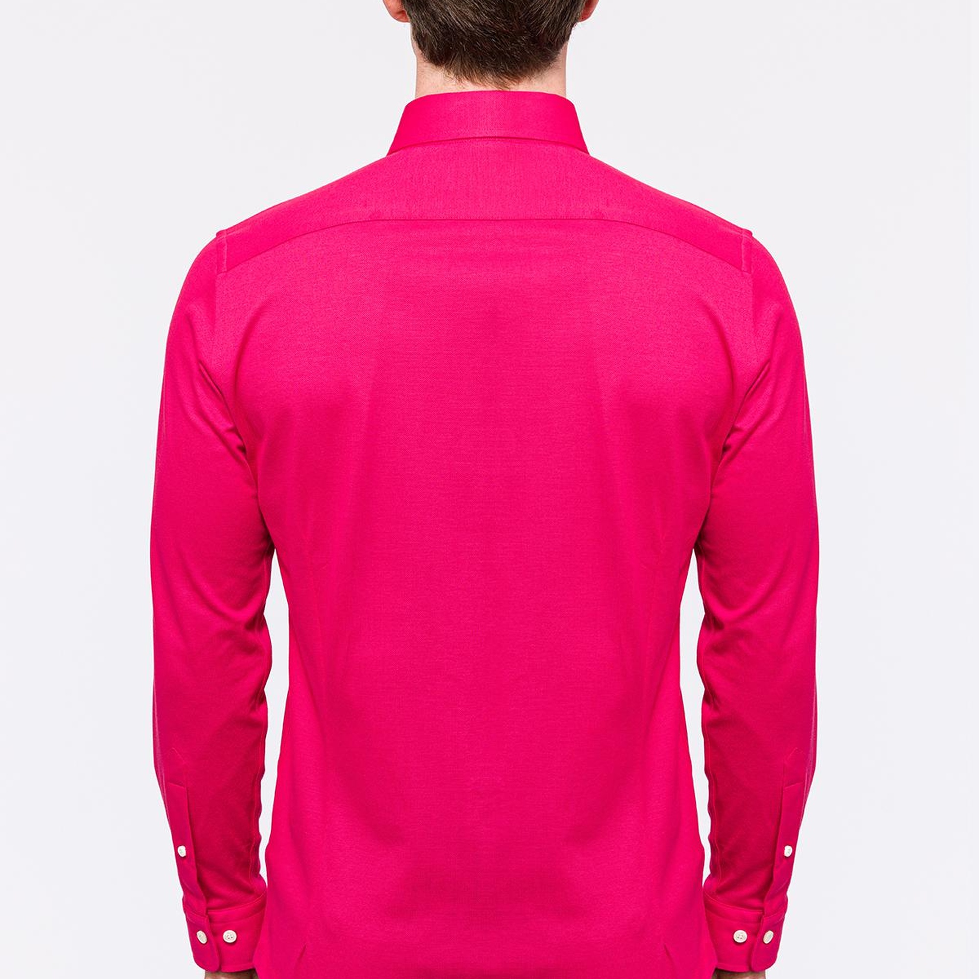 Erkek Koyu Pembe Cooper Fit Düğmeli Yaka Pike Gömlek