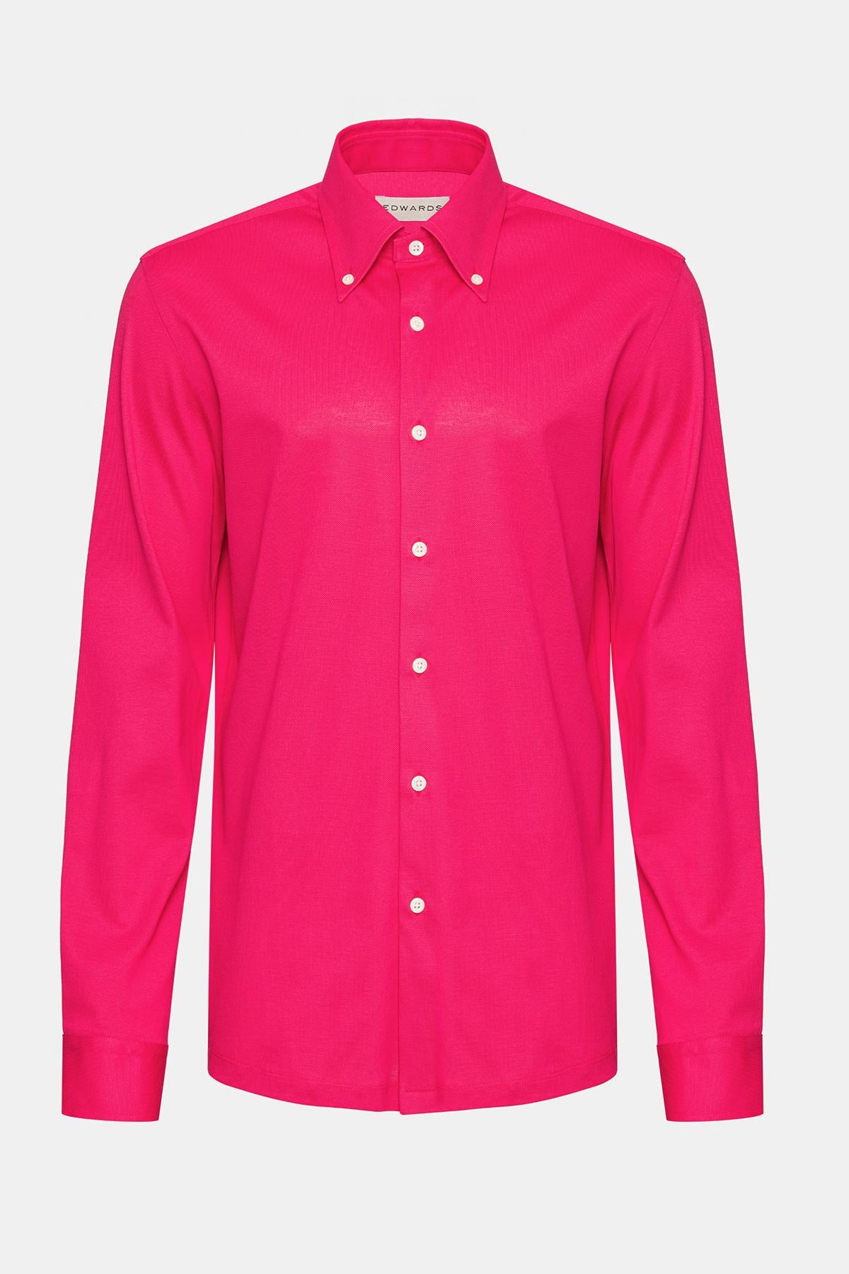  Erkek Koyu Pembe Cooper Fit Düğmeli Yaka Pike Gömlek