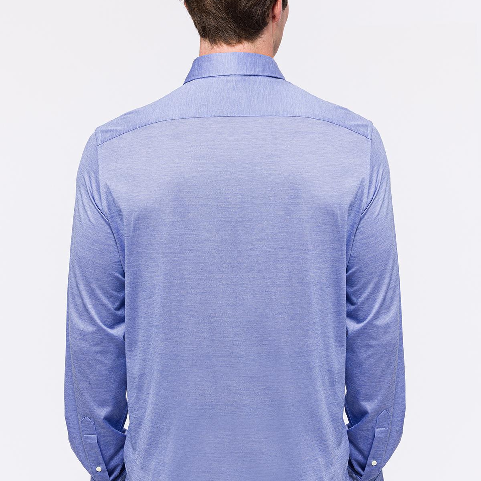 Erkek Mavi Cooper Fit Düğmeli Yaka Jersey Gömlek