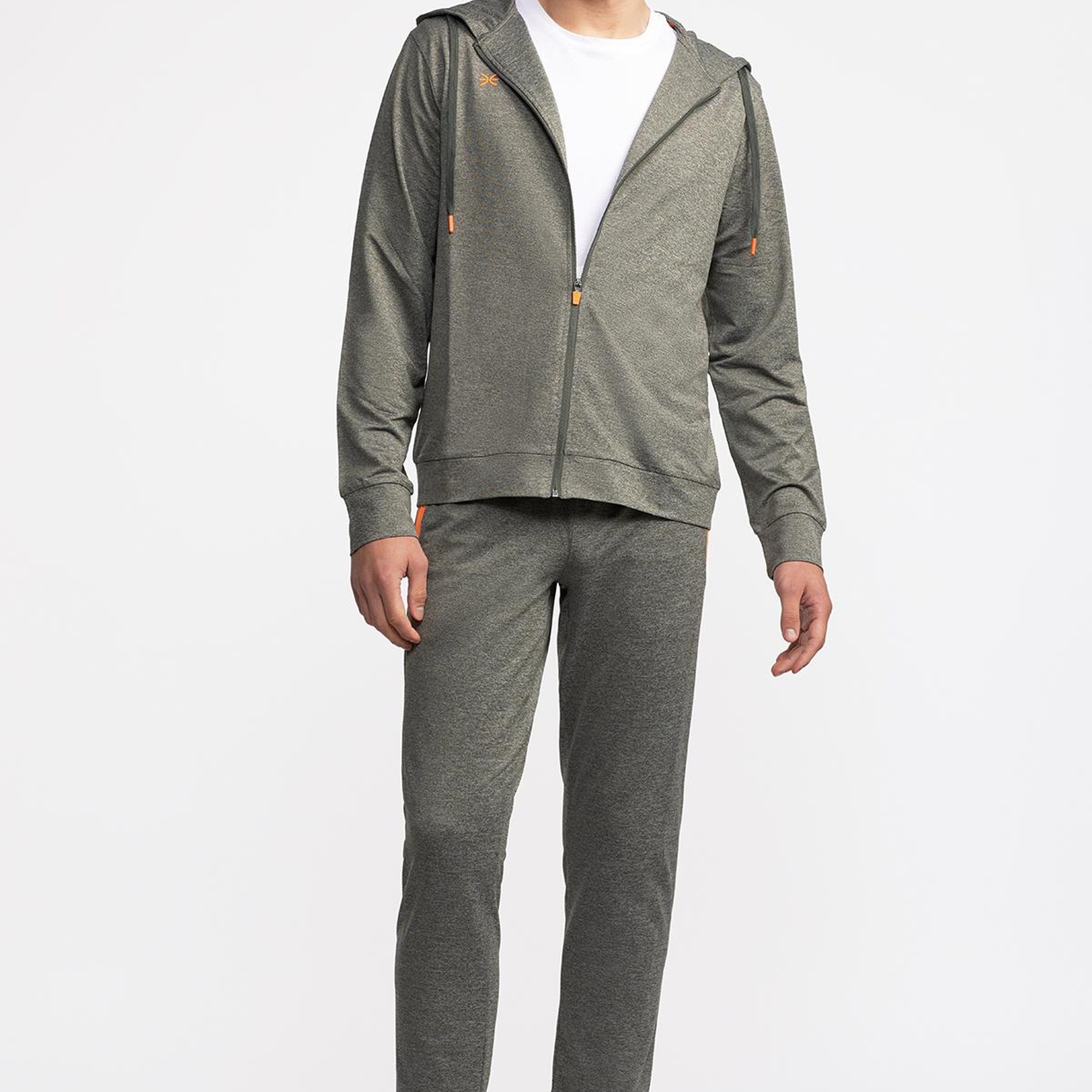 Erkek Yeşil Activewear Kapüşonlu Tam Fermuarlı Sweatshirt