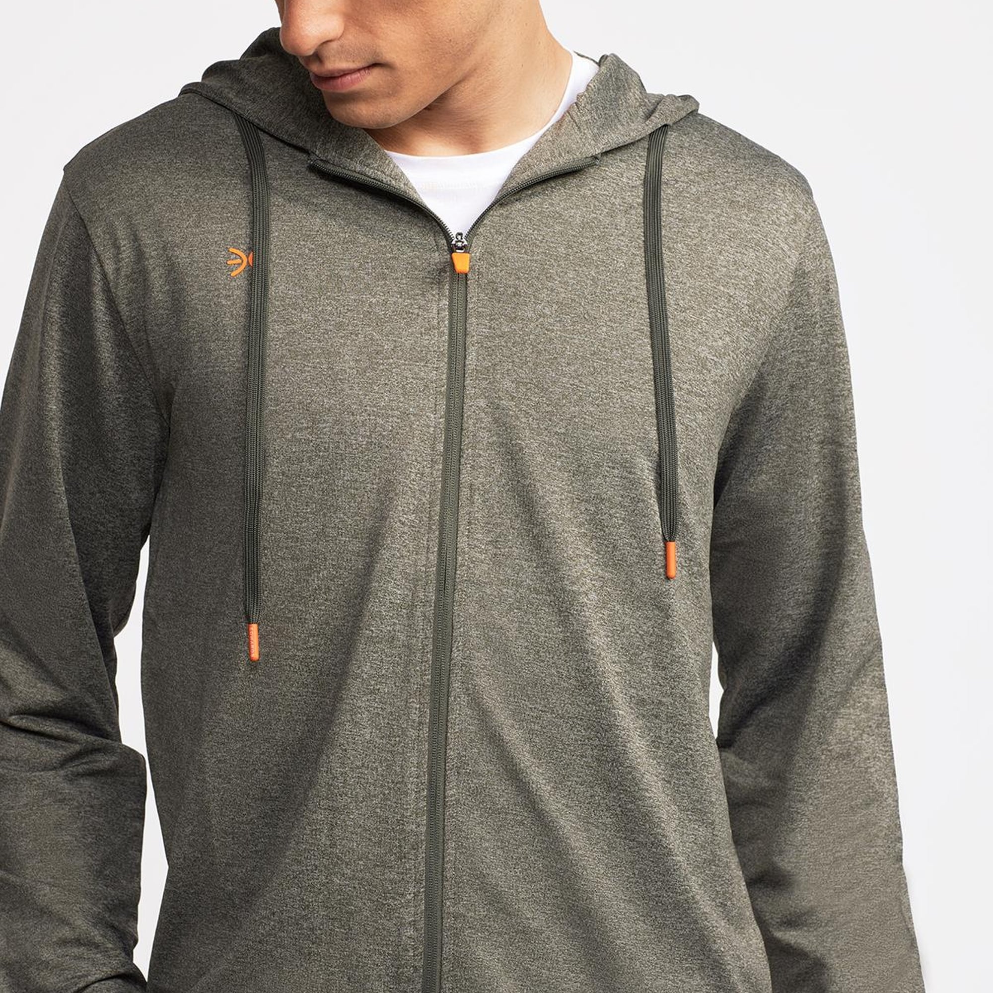 Erkek Yeşil Activewear Kapüşonlu Tam Fermuarlı Sweatshirt