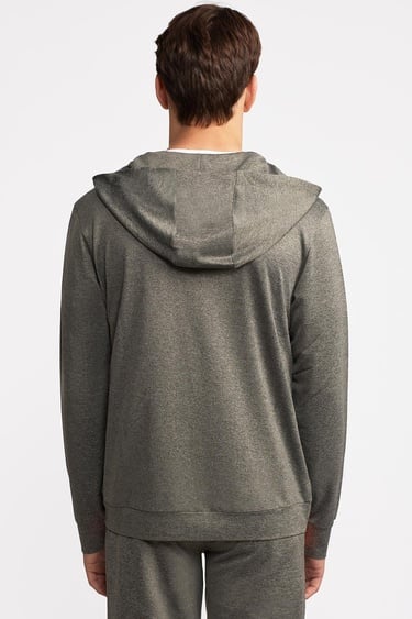  Erkek Yeşil Activewear Kapüşonlu Tam Fermuarlı Sweatshirt