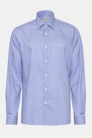  Erkek Lacivert Cooper Fit Kravat Yaka Klasik Gömlek