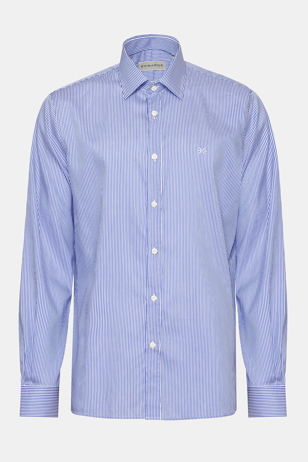  Erkek Lacivert Cooper Fit Kravat Yaka Klasik Gömlek