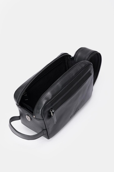  Erkek Siyah Deri Kozmetik Çantası