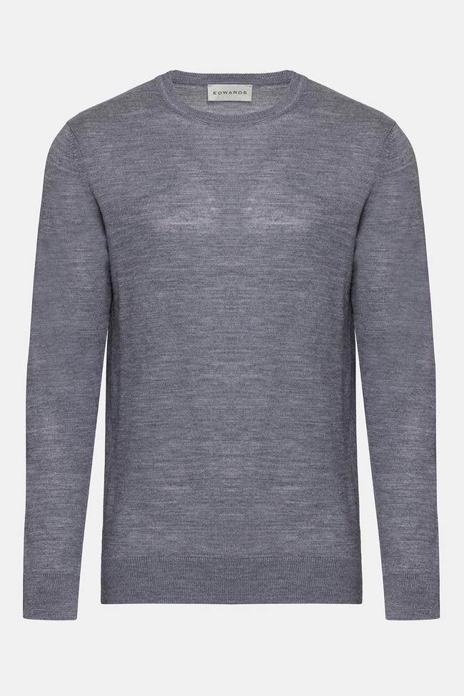  Erkek Gri Yün Bisiklet Yaka Kazak