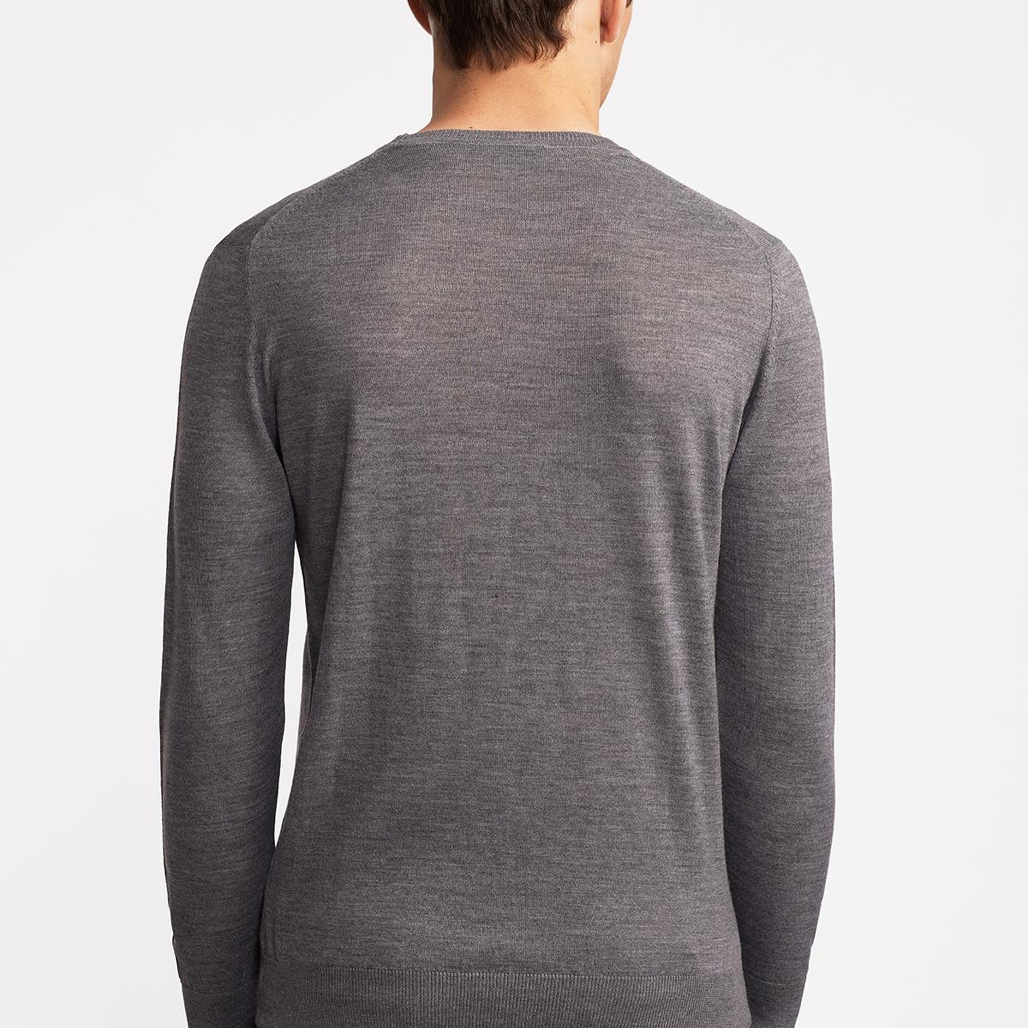 Erkek Gri Yün Bisiklet Yaka Kazak