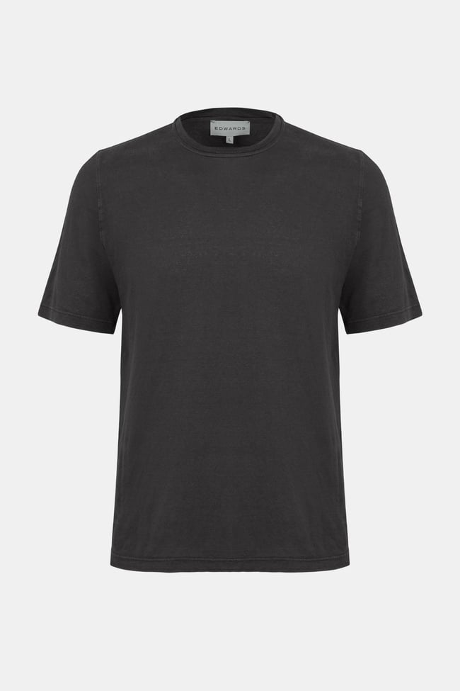  Erkek Yeşil Bisiklet Yaka Keten T-Shirt