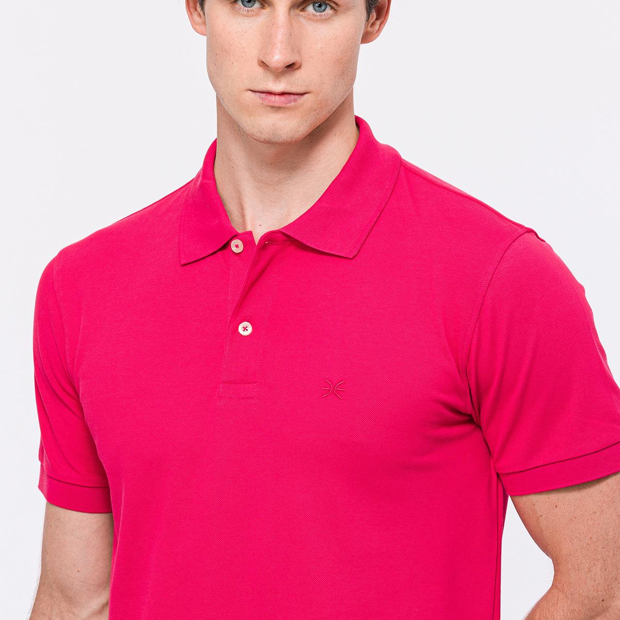 Erkek Koyu Pembe Kısa Kollu Polo Yaka T-Shirt