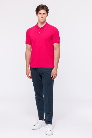  Erkek Koyu Pembe Kısa Kollu Polo Yaka T-Shirt