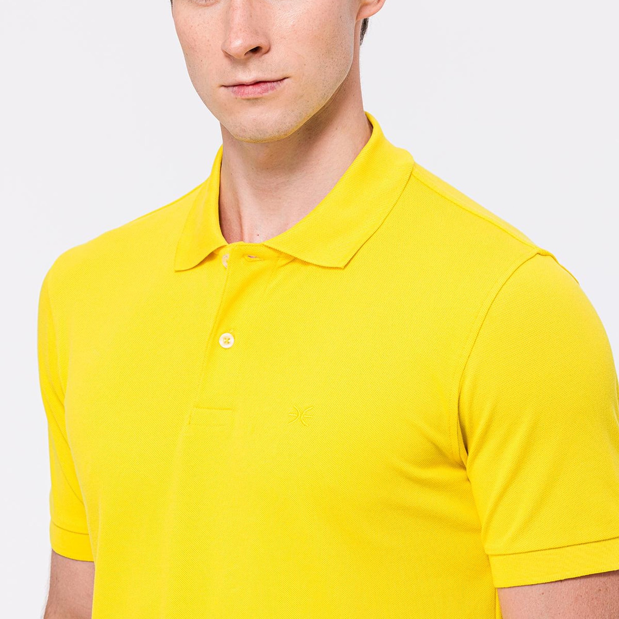 Erkek Sarı Kısa Kollu Polo Yaka T-Shirt