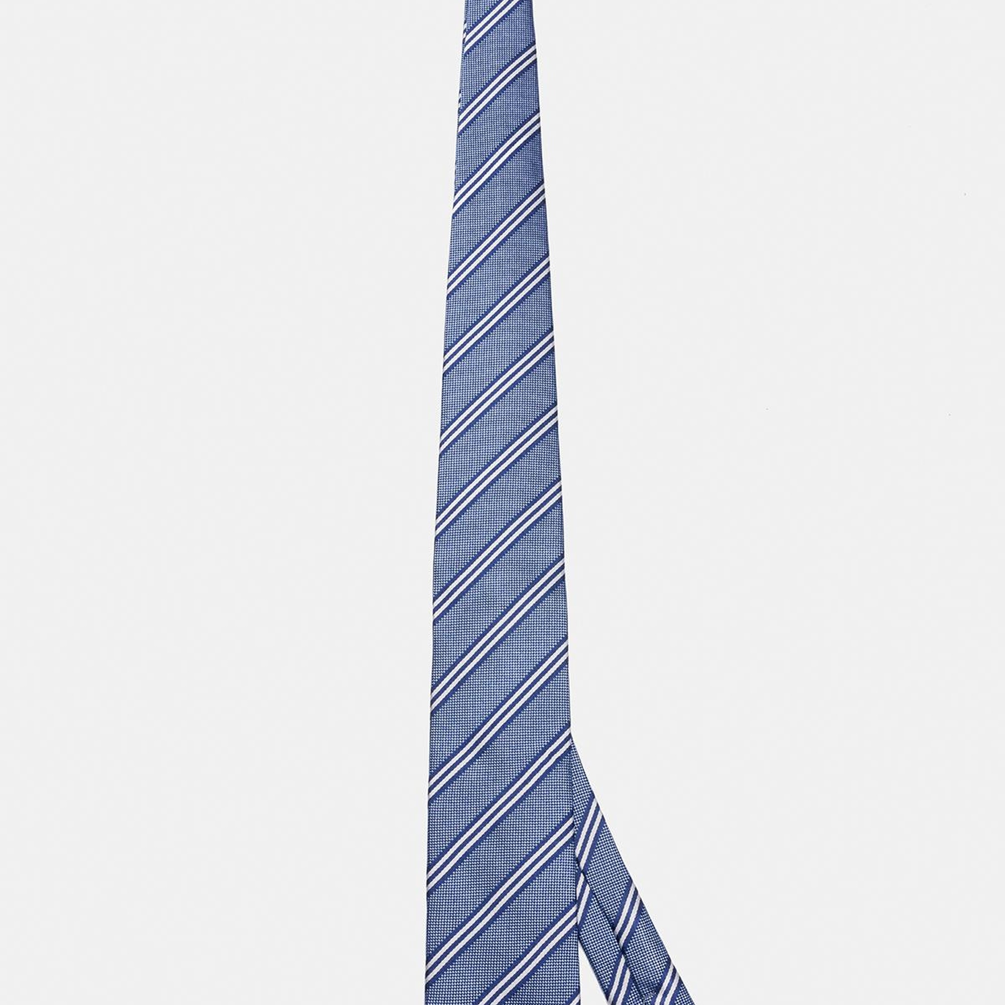 Erkek Açık Mavi Çizgili İpek Kravat