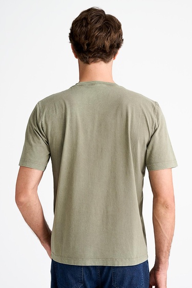  Erkek Bej Bisiklet Yaka T-Shirt