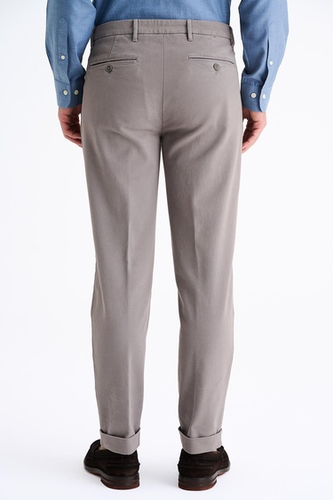  Erkek Gri Pamuk Streç Chino Pantolon