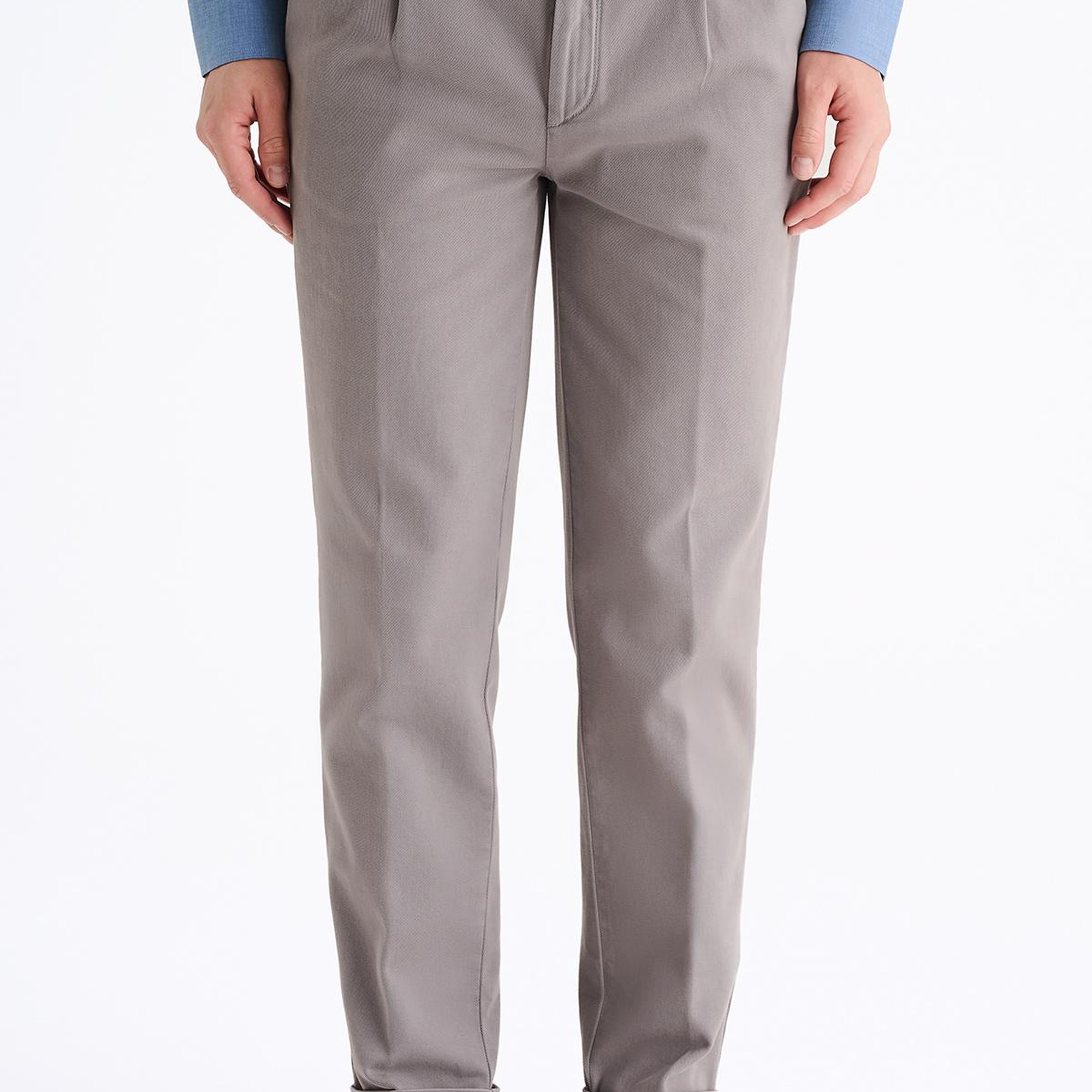 Erkek Gri Pamuk Streç Chino Pantolon