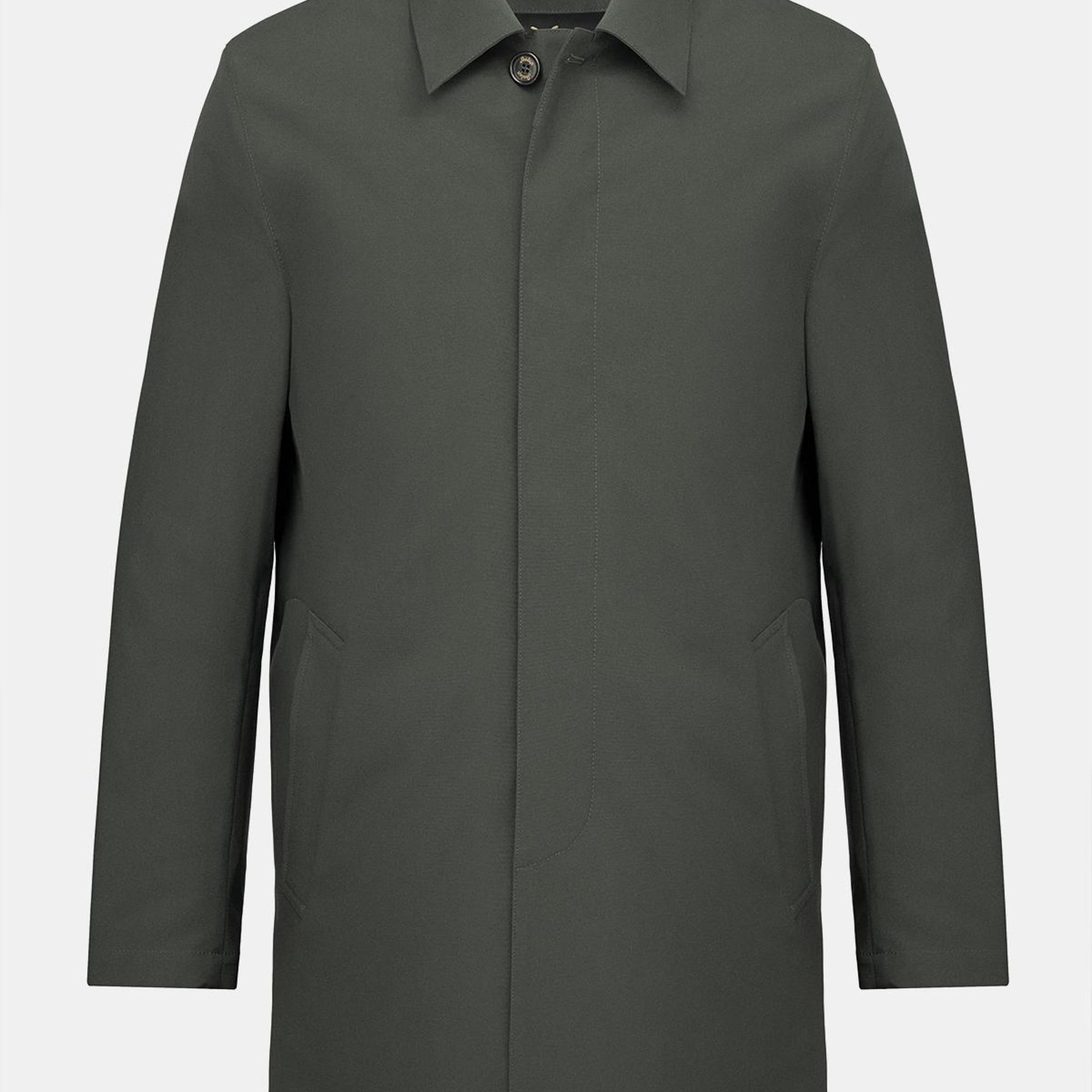 Erkek Koyu Yeşil Su Geçirmez Trençkot