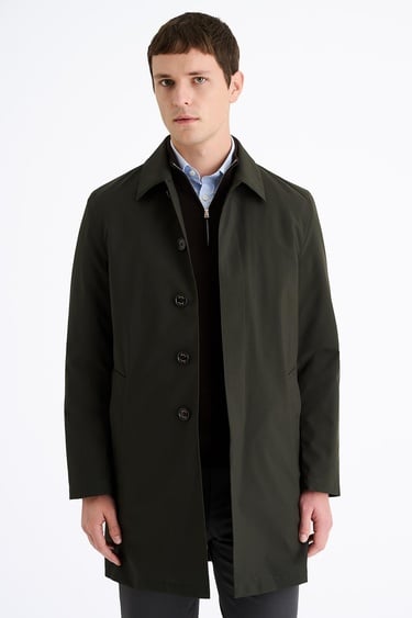  Erkek Koyu Yeşil Su Geçirmez Trençkot