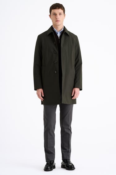  Erkek Koyu Yeşil Su Geçirmez Trençkot