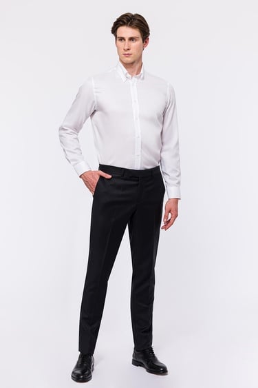  Erkek Beyaz Oliver Fit Düğmeli Yaka Klasik Gömlek