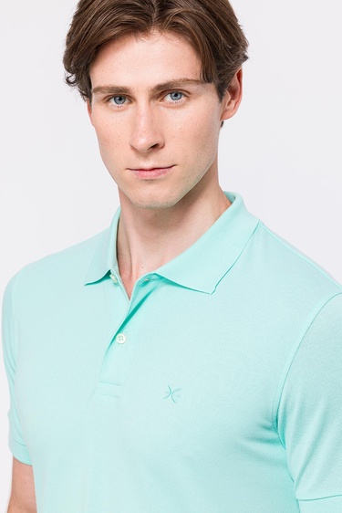  Erkek Açık Yeşil Kısa Kollu Polo Yaka T-Shirt