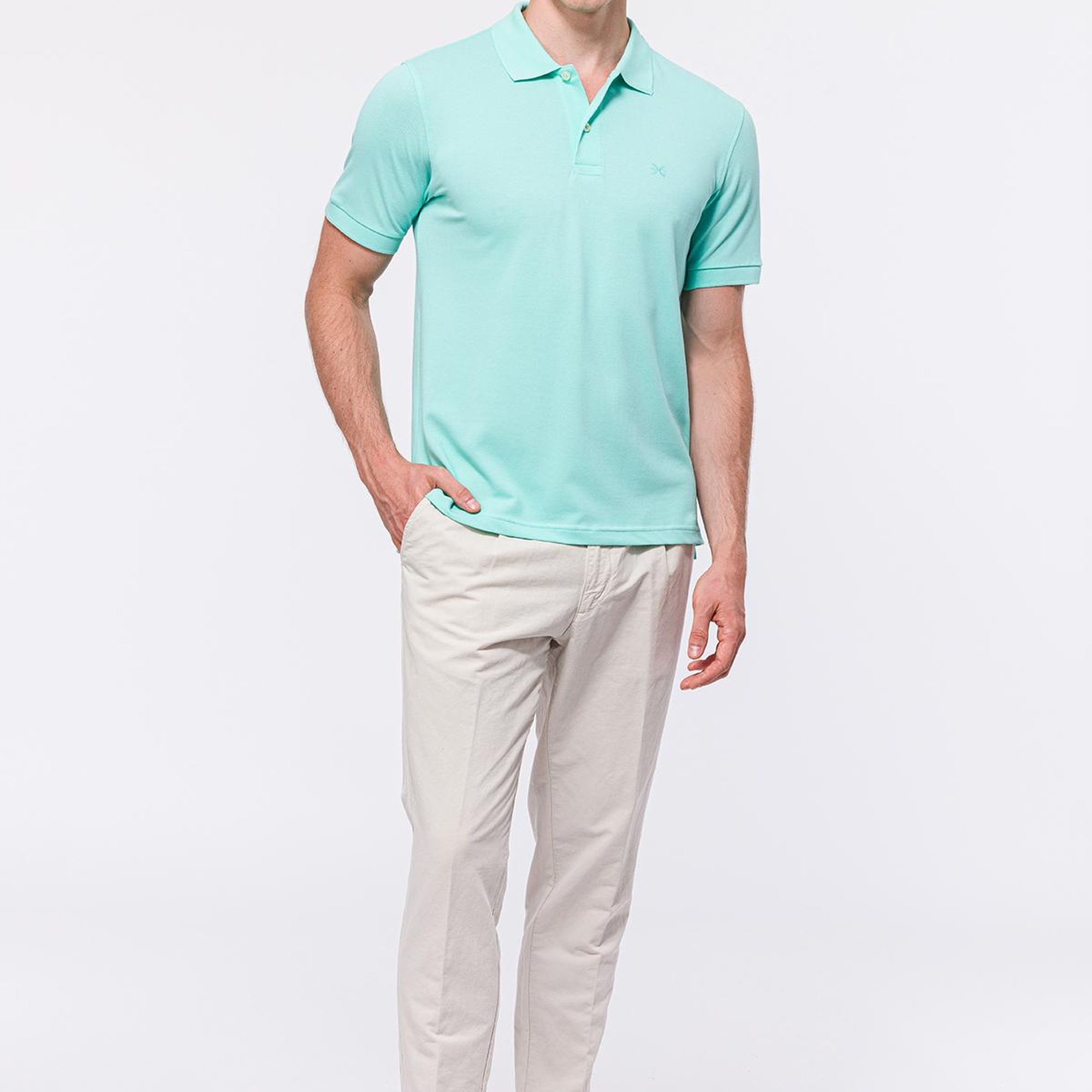 Erkek Açık Yeşil Kısa Kollu Polo Yaka T-Shirt