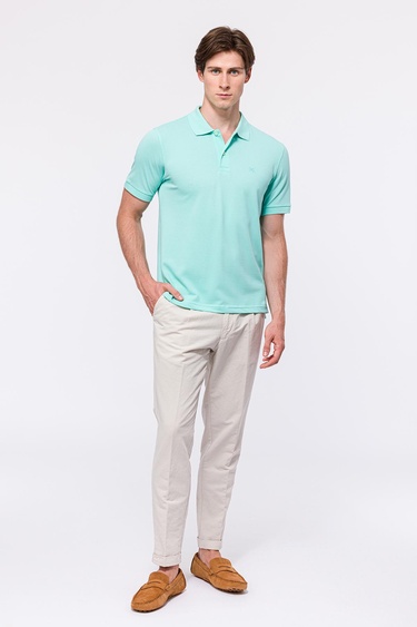  Erkek Açık Yeşil Kısa Kollu Polo Yaka T-Shirt