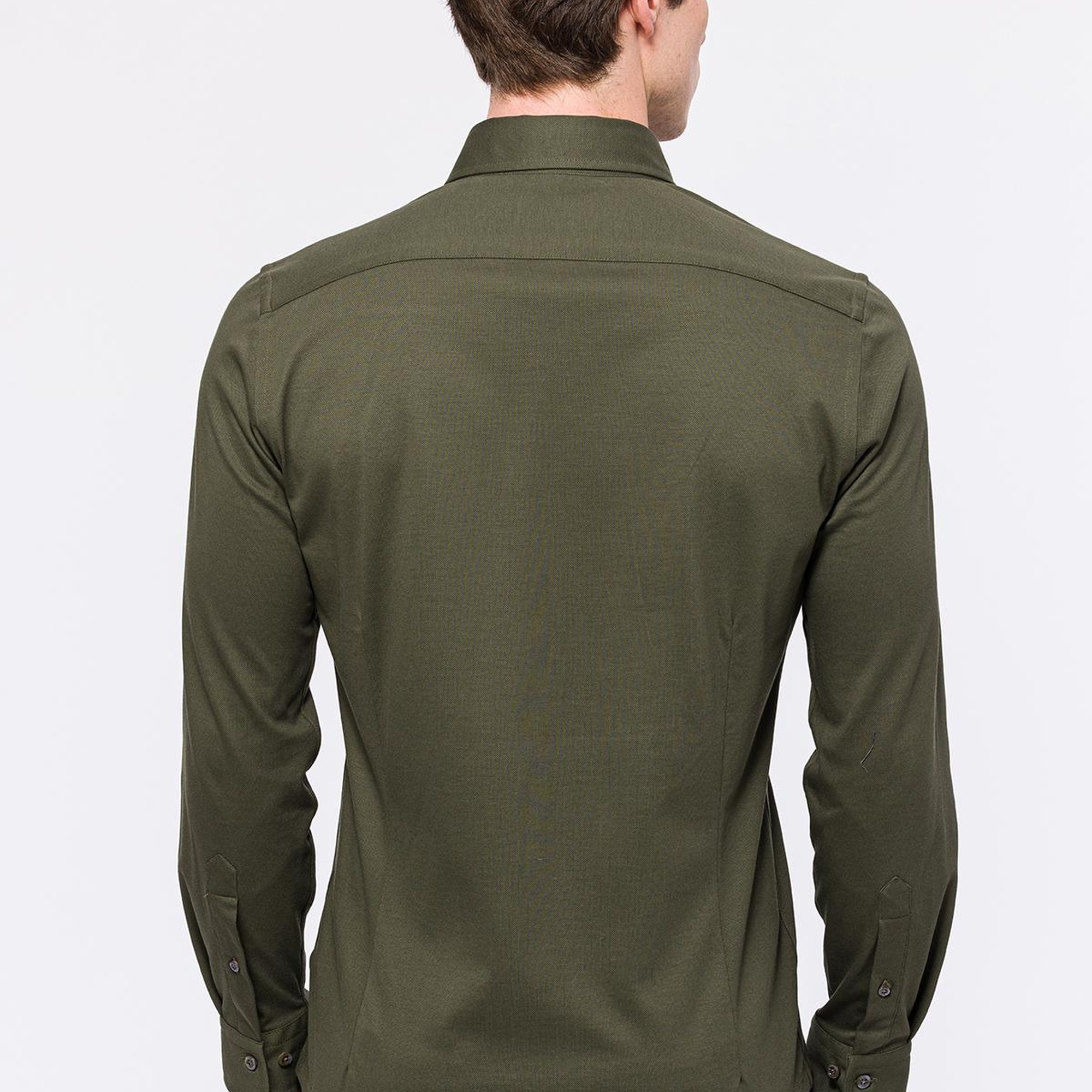 Erkek Yeşil Cooper Fit Düğmeli Yaka Pike Gömlek