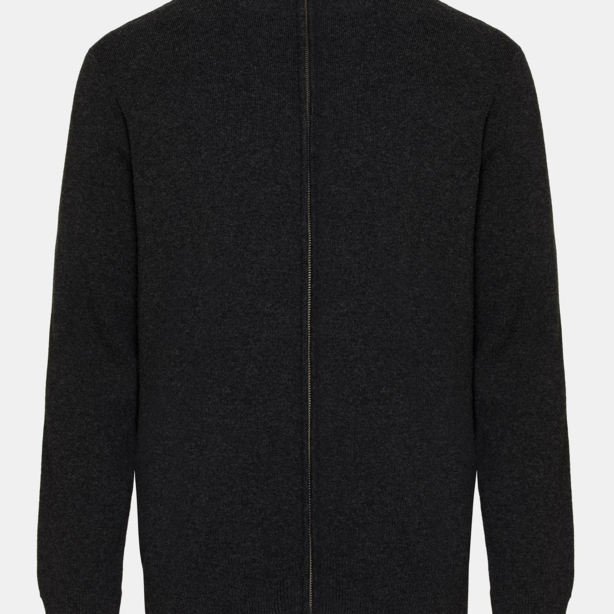 Erkek Antrasit Yün Kaşmir Karışımlı Fermuarlı Hırka