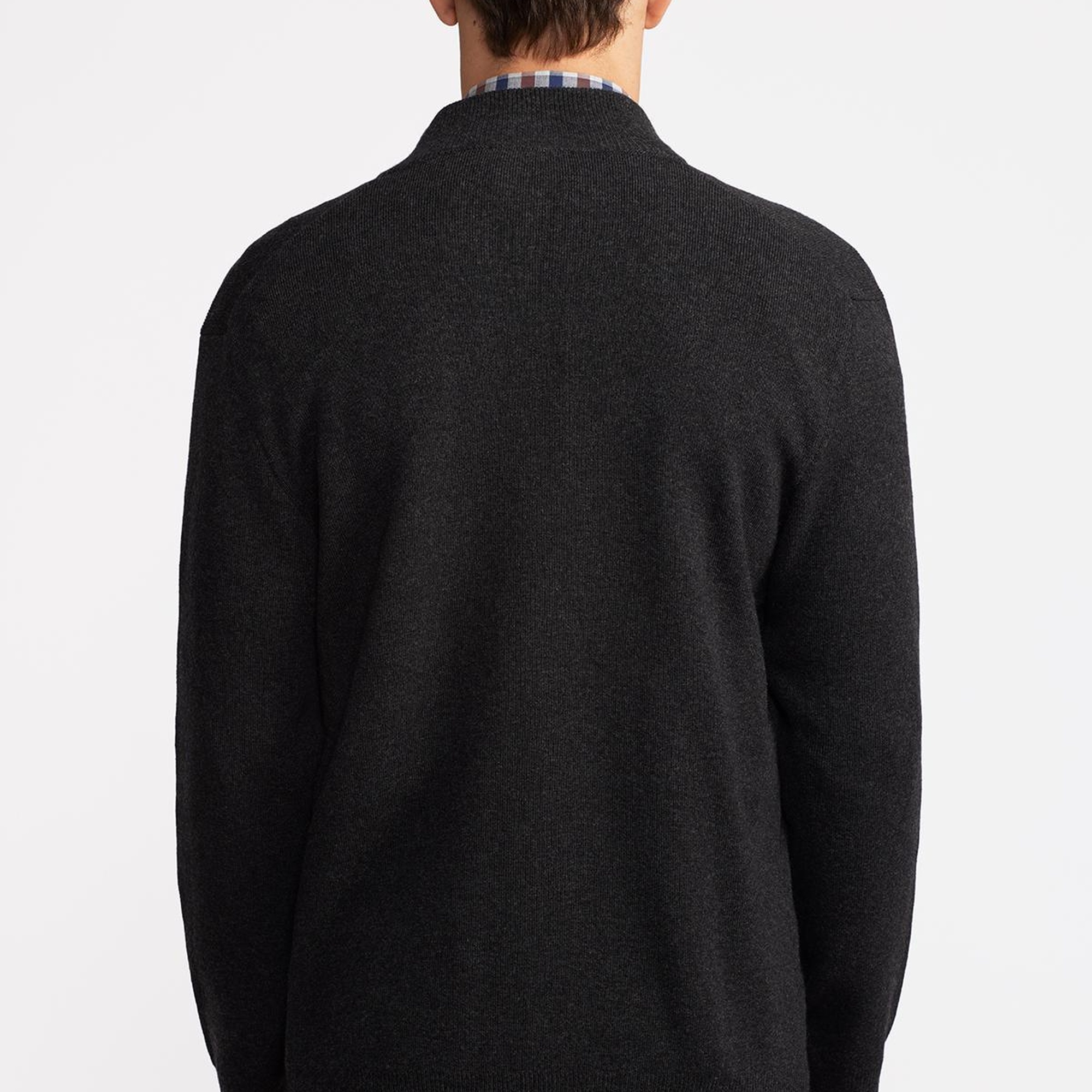 Erkek Antrasit Yün Kaşmir Karışımlı Fermuarlı Hırka