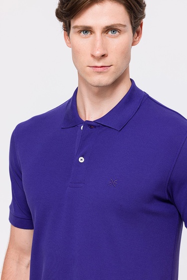 Erkek Mor Kısa Kollu Polo Yaka T-Shirt