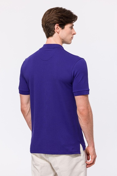  Erkek Mor Kısa Kollu Polo Yaka T-Shirt