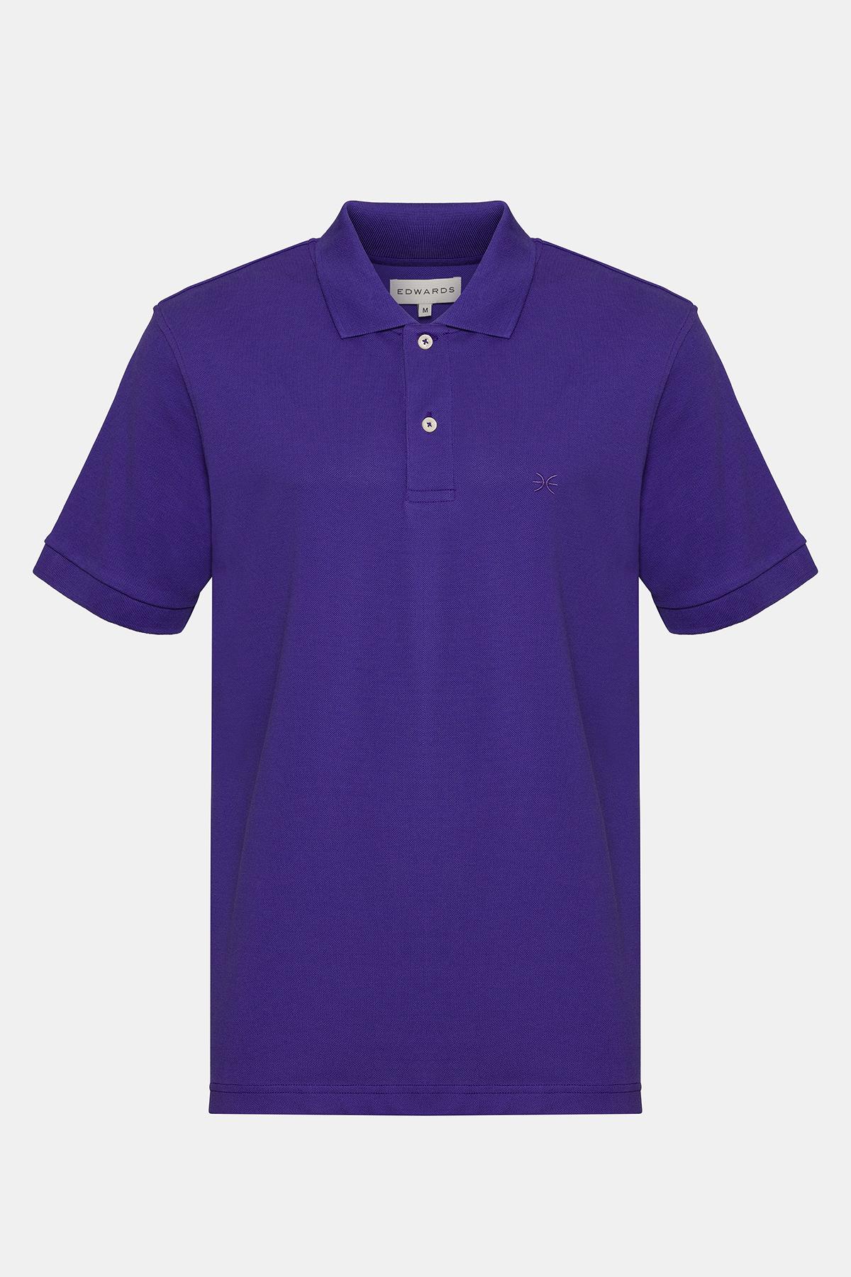  Erkek Mor Kısa Kollu Polo Yaka T-Shirt
