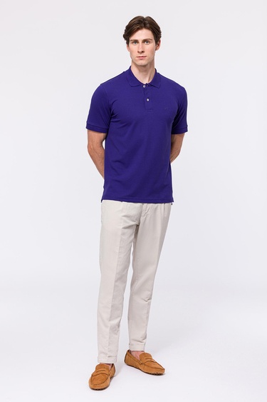  Erkek Mor Kısa Kollu Polo Yaka T-Shirt