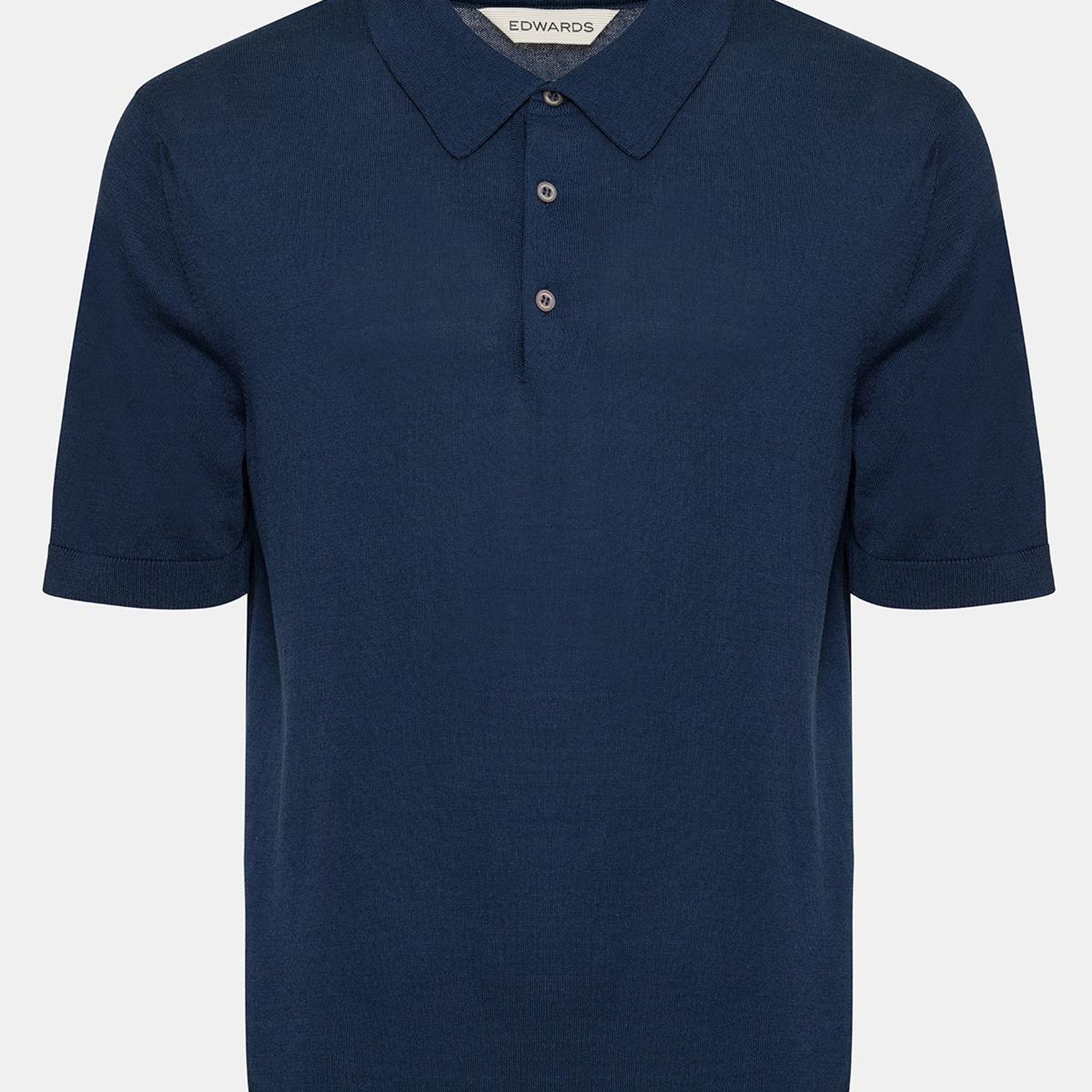 Erkek Lacivert İpek Kısa Kollu Polo Yaka Kazak