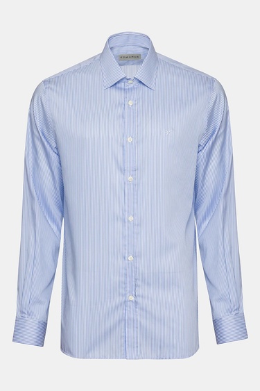  Erkek Mavi Cooper Fit Kravat Yaka Klasik Gömlek