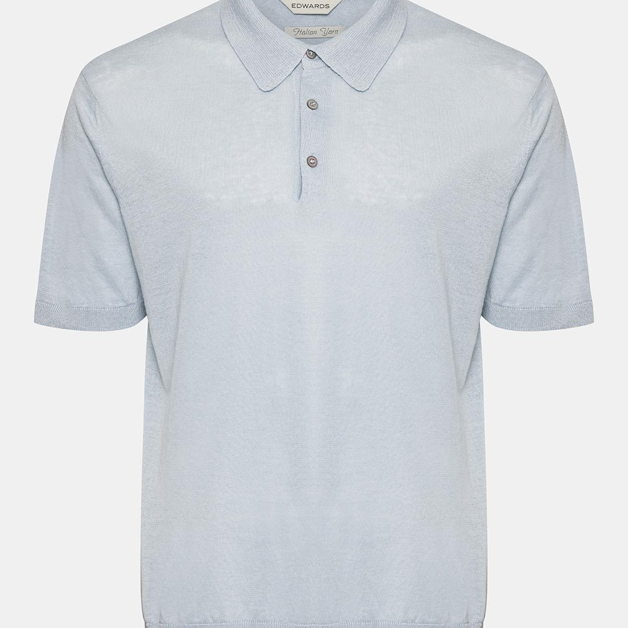 Erkek Gri Keten Kısa Kollu Polo Yaka Kazak