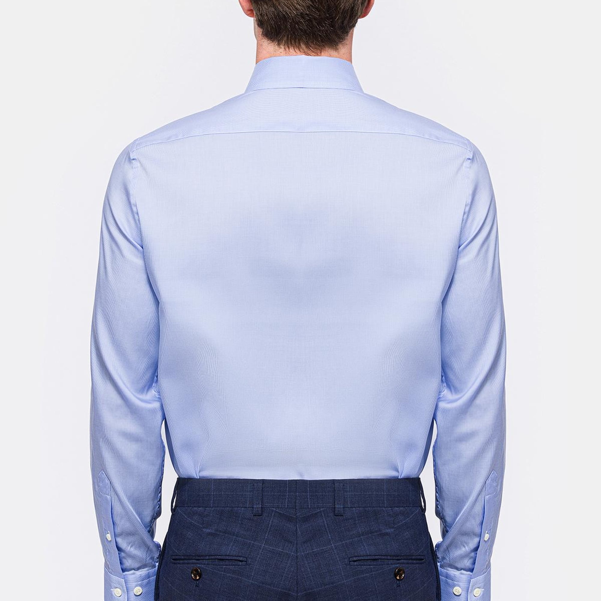 Erkek Mavi Cooper Fit Düğmeli Yaka Klasik Gömlek