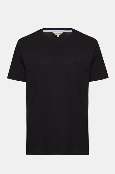  Erkek Siyah Organik Pamuklu Bisiklet Yaka T-Shirt