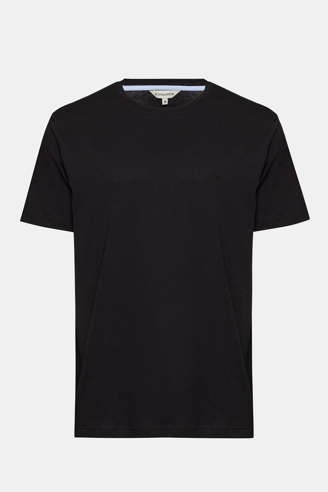  Erkek Siyah Organik Pamuklu Bisiklet Yaka T-Shirt